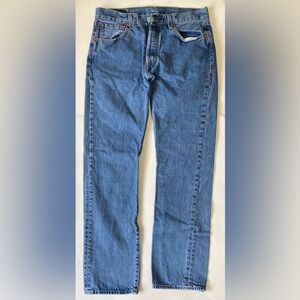 Levi’s Strauss 501 Original Button Fly Dark Wash Denim Jeans 32W 32L